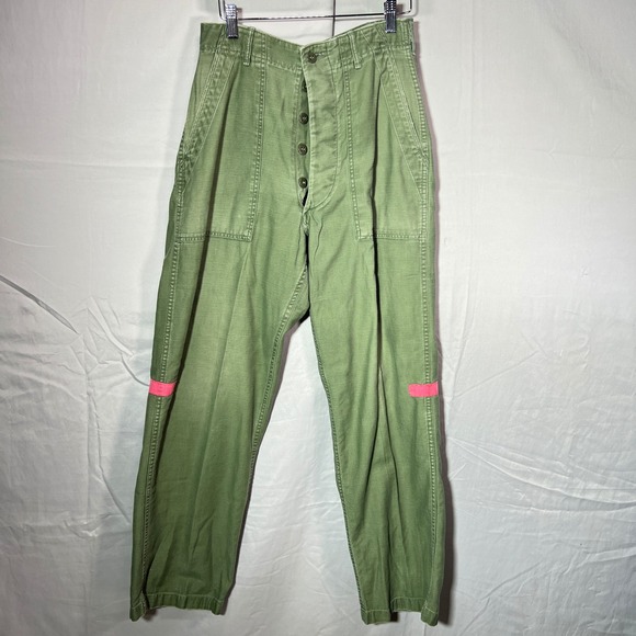 VTG Olive Green Fatigue Pants OG107 Style Workwear High Rise Mens 28x30